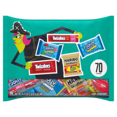HARIBO, JOLLY RANCHER and TWIZZLERS Assorted Fruit Flavored Halloween Candy Bag, 24.31 oz