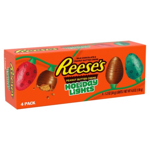 Reese's Milk Chocolate & Peanut Butter Creme Holiday Lights Candy, 1.2 oz, 4 count