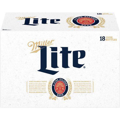 Miller Lite Lager Beer, 18 Pack, 12 oz Bottles, 216 fl oz