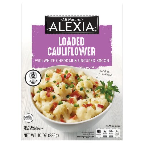 Alexia Gluten Free Loaded Cauliflower with White Cheddar & Uncured Bacon, 10 oz