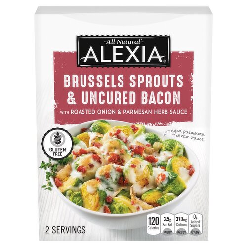 Alexia Brussels Sprouts & Uncured Bacon with Roasted Onion & Parmesan Herb Sauce, 9 oz