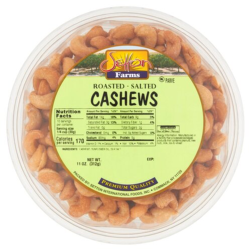 Setton Farms Roasted - Salted Cashews, 11 oz