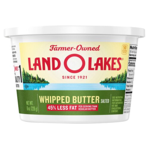 Land O Lakes Salted Whipped Butter, Spreadable, 8 oz tub