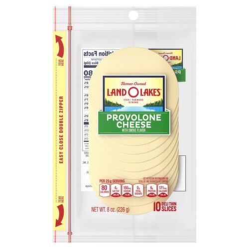 Land O Lakes Provolone Cheese with Smoke Flavor, Packaged Sliced Cheese, 8 oz, 10 Slices