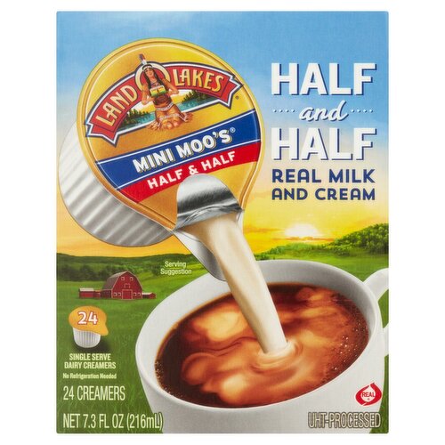 Land O Lakes Mini Moo's Half and Half Single Serve Dairy Creamers, 24 count, 7.3 fl oz