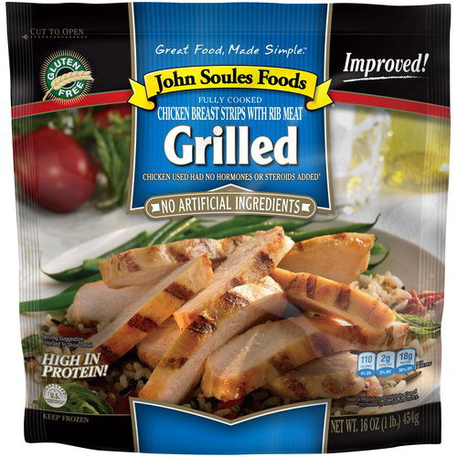 John Soules Foods Grilled Chicken Breast Strips with Rib Meat, 16 oz