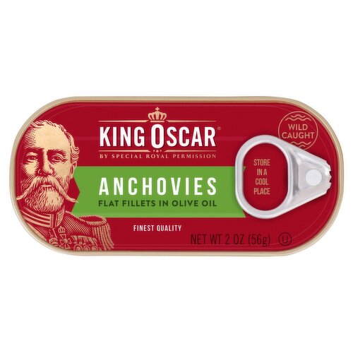 King Oscar Flat Fillets in Olive Oil Anchovies, 2 oz