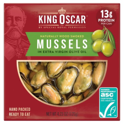 King Oscar Mussels in Extra Virgin Olive Oil, 4.23 oz