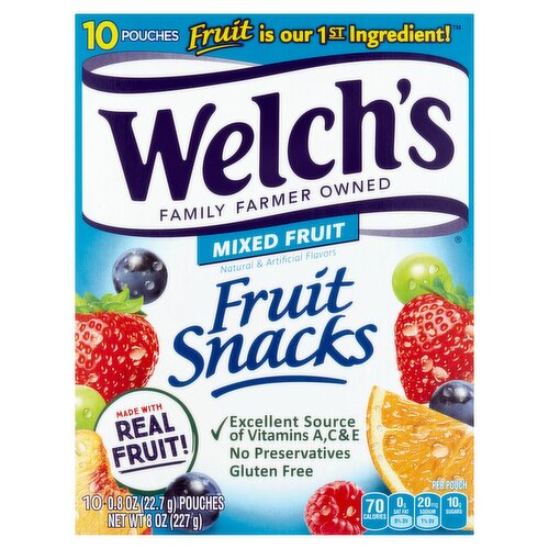 Welch's Mixed Fruit Fruit Snacks, 0.8 oz, 10 count