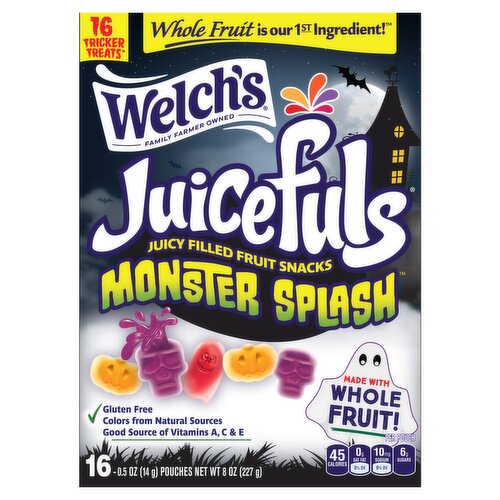 Welch's Juicefuls Monster Splash Juicy Filled Fruit Snacks, 0.5 oz, 16 count