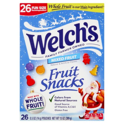 Welch's Mixed Fruit Snacks Fun Size, 0.5 oz, 26 count