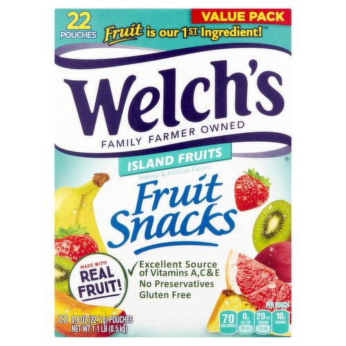 Welch's Island Fruits Fruit Snacks Value Pack, 0.8 oz, 22 count