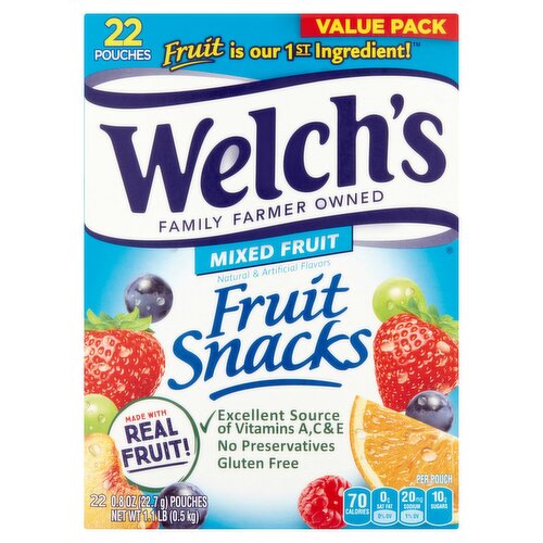 Welch's Mixed Fruit Fruit Snacks Value Pack, 0.8 oz, 22 count