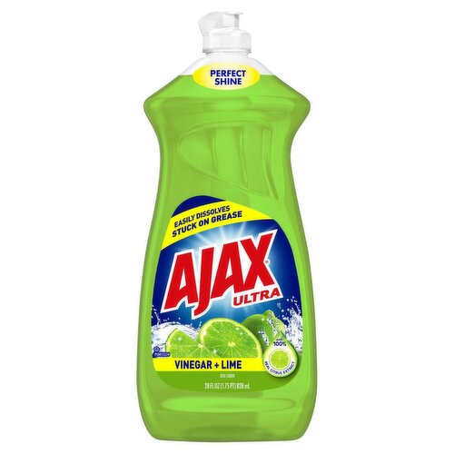 Ajax Ultra Dishwashing Liquid Dish Soap, Vinegar + Lime - 28 Fluid Ounce