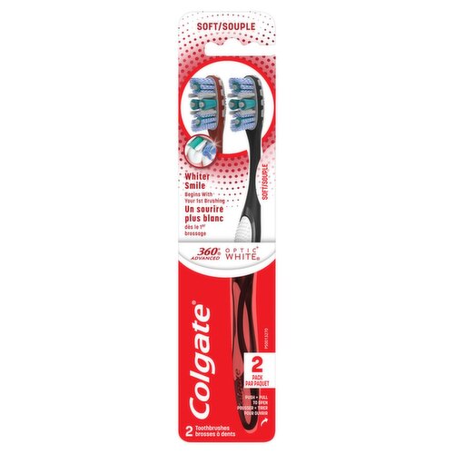 Colgate 360° Advanced Optic White Soft Toothbrush - 2 Count