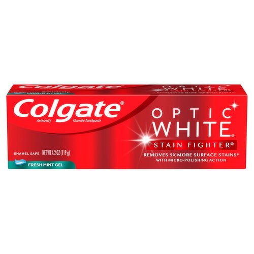 Colgate Optic White Stain Fighter Fresh Mint Gel Whitening Toothpaste 4.2 oz