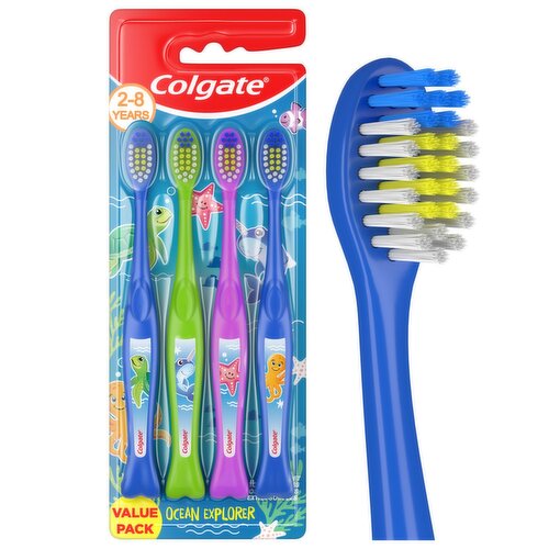 Colgate Ocean Explorer Extra Soft Toothbrush Value Pack, 2-8 Years, 4 Count