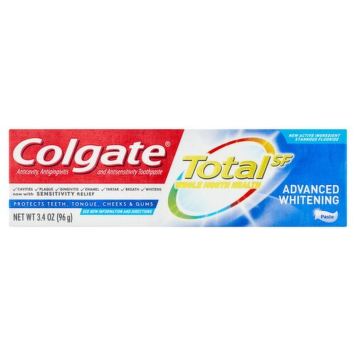 Colgate Total SF Advanced Whitening Toothpaste, 3.4 oz