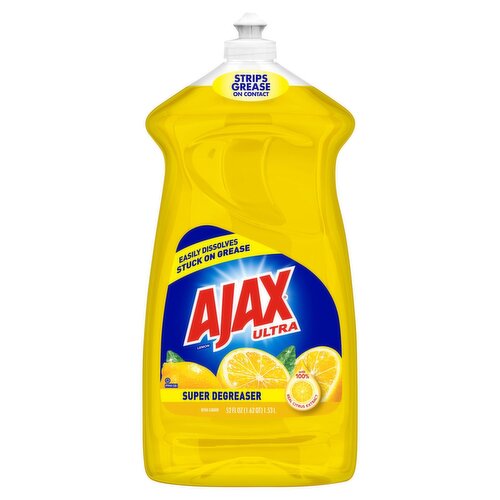 Ajax Ultra Super Degreaser Dishwashing Liquid Dish Soap, Lemon Scent - 52 Fluid Ounce