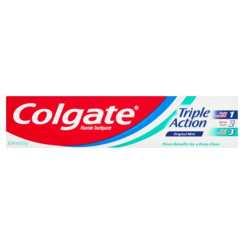 Colgate Triple Action Original Mint Fluoride Toothpaste, 4.0 oz