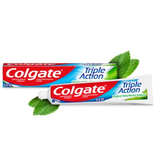 Colgate Triple Action Original Mint Anticavity Fluoride Toothpaste, 4.0 oz