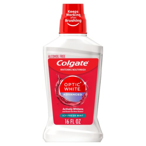 Colgate Optic White Advanced Icy Fresh Mint Whitening Mouthwash, 16 fl oz