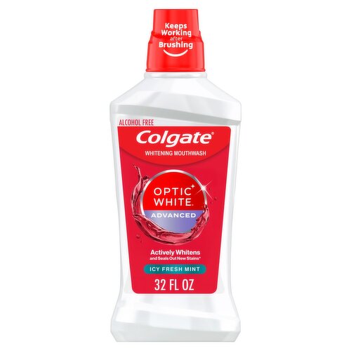 Colgate Optic White Advanced Icy Fresh Mint Whitening Mouthwash, 32 fl oz