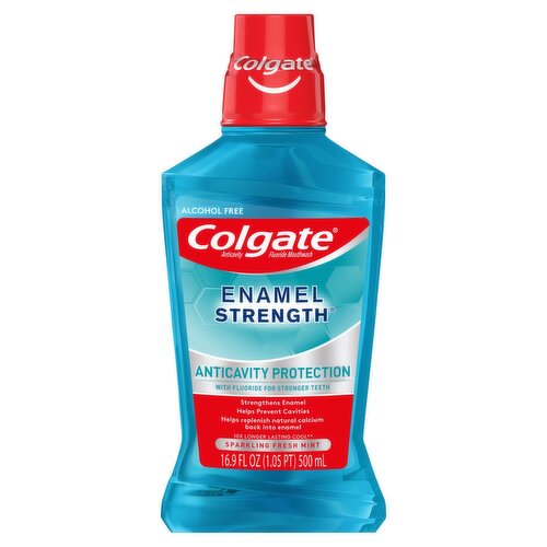 Colgate Enamel Strength Sparkling Fresh Mint Anticavity Fluoride Mouthwash, 16.9 fl oz