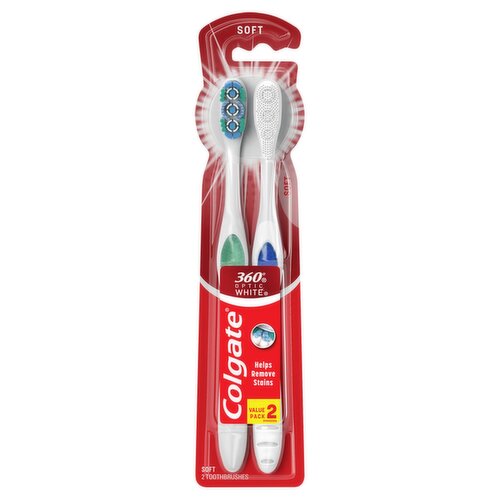 Colgate 360° Optic White Whitening Soft Toothbrush - 2 Count