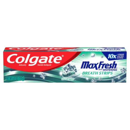 Colgate MaxFresh with Whitening Breath Strips Clean Mint Toothpaste, 6.0 oz