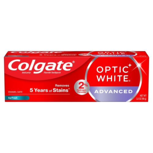 Colgate Optic White Advanced Icy Fresh Teeth Whitening Toothpaste, 3.2 oz