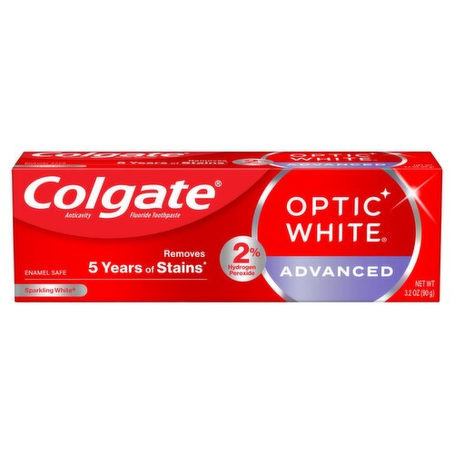 Colgate Optic White Advanced Sparkling White Teeth Whitening Toothpaste, 3.2 oz