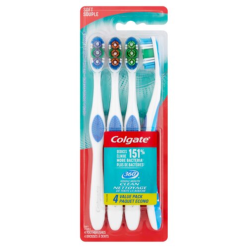 Colgate 360° Soft Toothbrushes Value Pack, 4 count