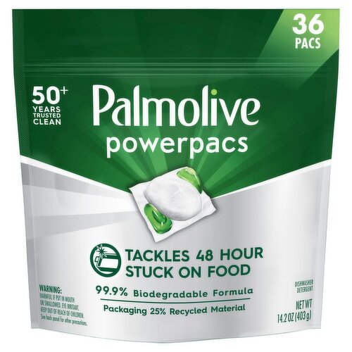 Palmolive PowerPacs Dishwasher Pods, 99.9% Biodegradable Formula  With No Added Fragrance - 36 count