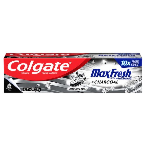 Colgate MaxFresh with Whitening + Charcoal Mint Anticavity Fluoride Toothpaste, 6.3 oz