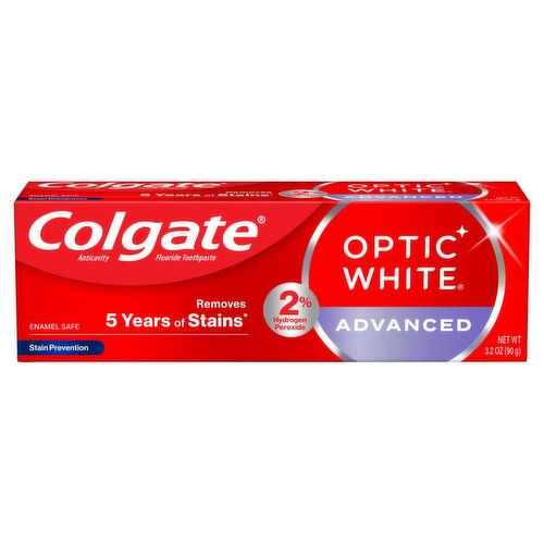 Colgate Optic White Advanced Whitening Toothpaste, Stain Prevention, 3.2 oz