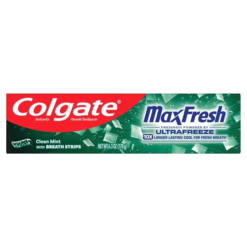 Colgate Max Fresh Whitening Breath Strips Clean Mint Toothpaste, 6.3 oz