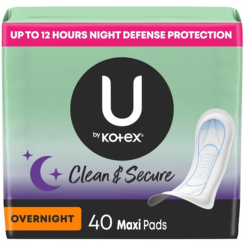 U by Kotex Clean & Secure Maxi Overnight Maxi Pads, 40 count