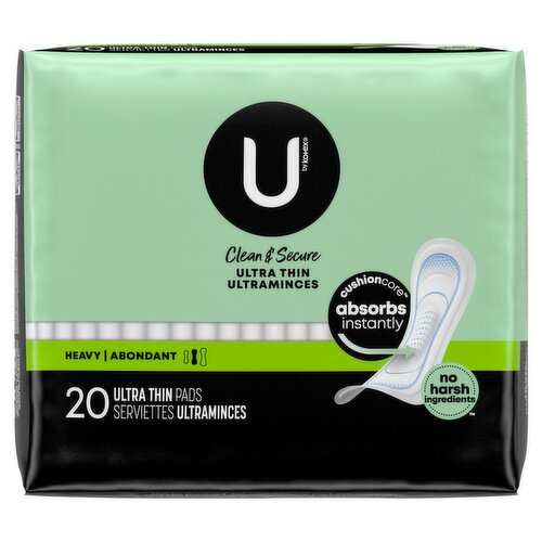 U by Kotex Clean & Secure Heavy Ultra Thin Pads, 20 count