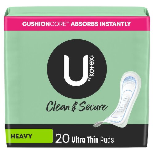 U by Kotex Clean & Secure Heavy Ultra Thin Pads, 20 count