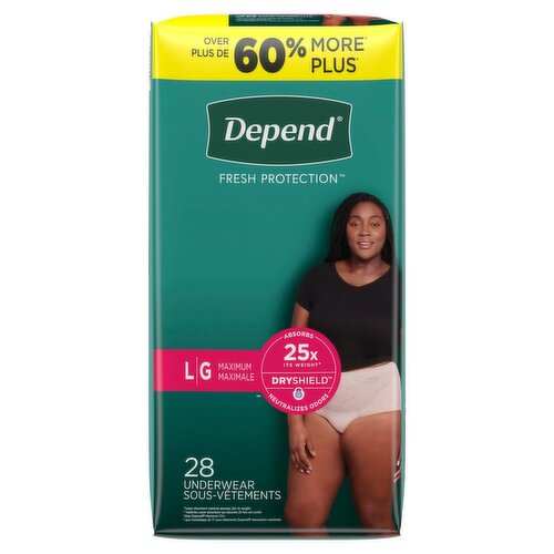 Depend Fresh Protection Maximum Underwear, L, 28 count