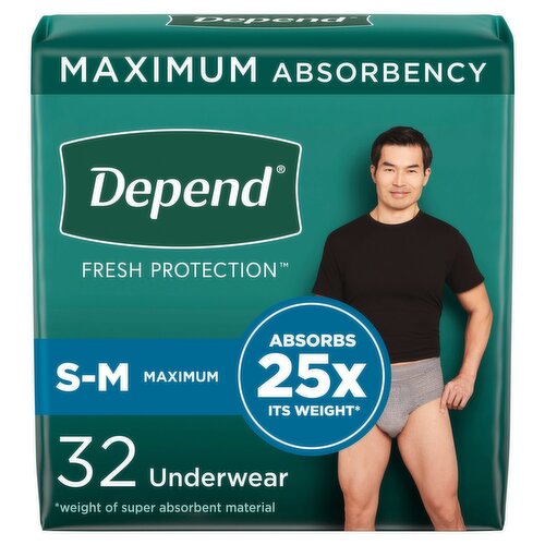 Depend Fresh Protection Maximum Underwear, S-M, 32 count