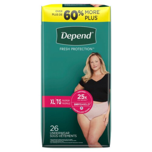 Depend Fresh Protection Maximum Underwear, XL, 26 count