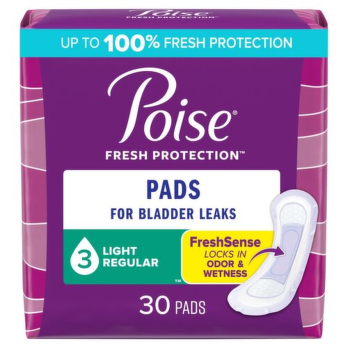 Poise Fresh Protection Light Regular Pads, 30 count