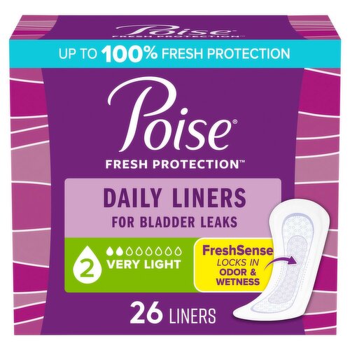 Poise Fresh Protection Very Light Daily Liners, 26 count