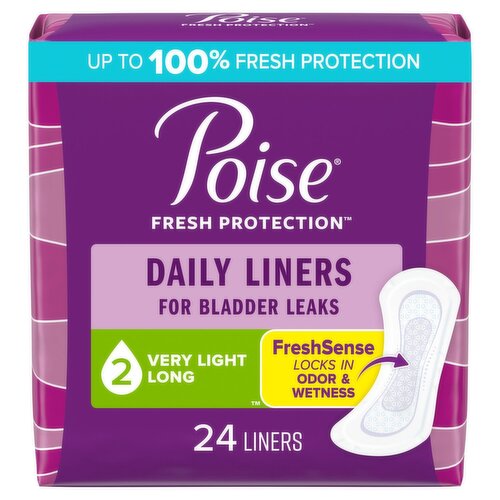 Poise Fresh Protection Very Light Long Daily Liners, 24 count
