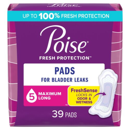 Poise Fresh Protection Maximum Long Pads, 39 count