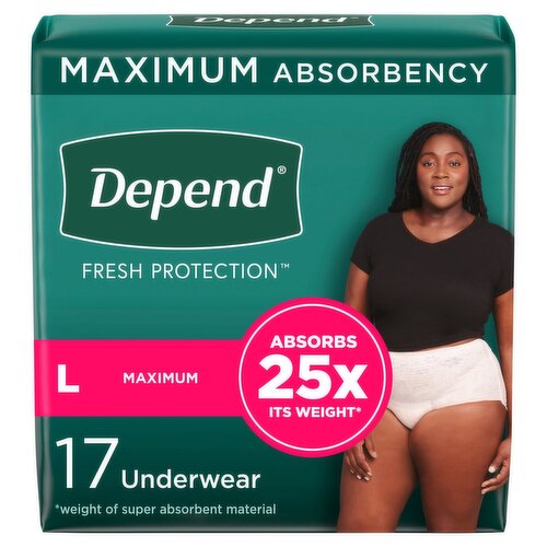 Depend Fresh Protection Maximum Underwear, L, 17 count
