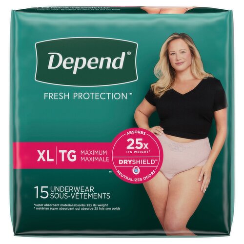 Depend Fresh Protection Maximum Underwear, XL, 15 count