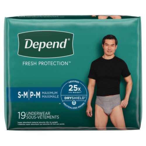 Depend Fresh Protection Maximum Underwear, S-M, 19 count